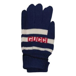 Big kids size large fits women’s small Gucci Blue and White Knitted Gloves